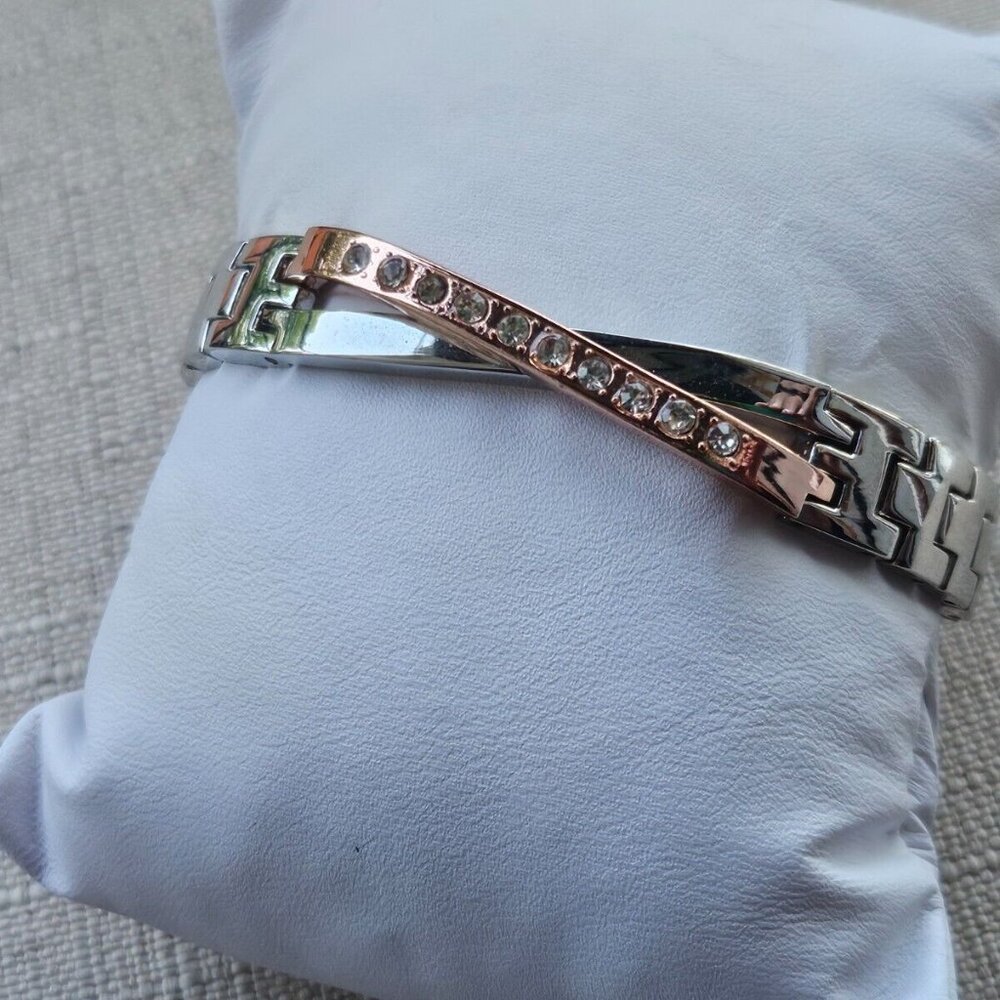 Women Bracelet Crystals Accent Face Rose Gold Silver Tone Fashion Jewelry - Picture 11 of 11